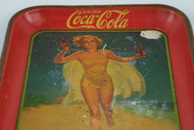 Load image into Gallery viewer, 1937 Coca-Cola Advertising Tray – “Girl with Two Bottles” Swimsuit Pin-Up
