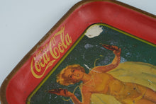 Load image into Gallery viewer, 1937 Coca-Cola Advertising Tray – “Girl with Two Bottles” Swimsuit Pin-Up
