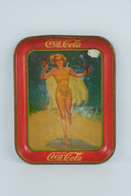 Load image into Gallery viewer, 1937 Coca-Cola Advertising Tray – “Girl with Two Bottles” Swimsuit Pin-Up

