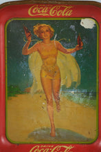 Load image into Gallery viewer, 1937 Coca-Cola Advertising Tray – “Girl with Two Bottles” Swimsuit Pin-Up

