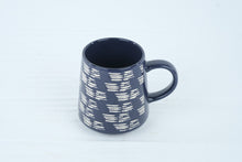 Load image into Gallery viewer, Threshold Stoneware Mug Blue White Dash Pattern Tapered Coffee Cup
