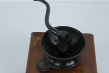 Load image into Gallery viewer, Antique Hand-Crank Coffee Grinder – Wood &amp; Cast Iron Mill with Dovetail Joints and Pull-Out Grounds Drawer
