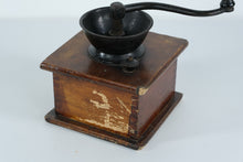 Load image into Gallery viewer, Antique Hand-Crank Coffee Grinder – Wood &amp; Cast Iron Mill with Dovetail Joints and Pull-Out Grounds Drawer
