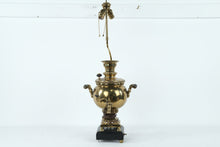 Load image into Gallery viewer, Vintage Brass Samovar Table Lamp Russian Tea Urn Style Dual Socket 33" Tall
