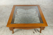 Load image into Gallery viewer, Thomasville Solid Oak Leaded Glass Coffee Table
