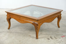 Load image into Gallery viewer, Thomasville Solid Oak Leaded Glass Coffee Table
