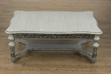 Load image into Gallery viewer, Vintage French-Style Painted Coffee Table – Ornate Carved Base &amp; Patterned Top
