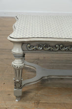 Load image into Gallery viewer, Vintage French-Style Painted Coffee Table – Ornate Carved Base &amp; Patterned Top

