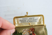 Load image into Gallery viewer, Vintage Austrian Petit Point Coin Purse Horse Rider Needlepoint Kiss Lock Wallet
