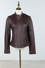 Load image into Gallery viewer, Cole Haan Brown Lambskin Leather Moto Jacket Womens Medium
