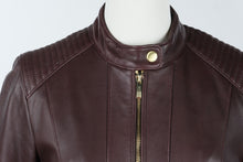 Load image into Gallery viewer, Cole Haan Brown Lambskin Leather Moto Jacket Womens Medium
