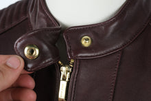 Load image into Gallery viewer, Cole Haan Brown Lambskin Leather Moto Jacket Womens Medium
