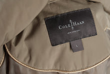 Load image into Gallery viewer, Cole Haan Womens Large Down Puffer Jacket Hooded Beige Gold Hardware
