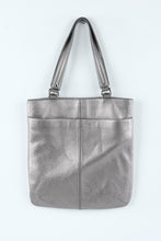 Load image into Gallery viewer, Cole Haan Metallic Silver Pebbled Leather Tote Bag Shoulder Handbag
