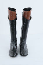Load image into Gallery viewer, Cole Haan Womens Tall Riding Boots Black Brown Leather Size 8B
