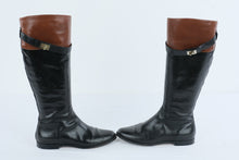 Load image into Gallery viewer, Cole Haan Womens Tall Riding Boots Black Brown Leather Size 8B
