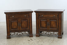 Load image into Gallery viewer, Pair of Collezione Europa Mediterranean Style Wood Nightstands with Cabinet Storage

