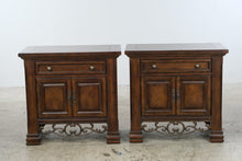 Load image into Gallery viewer, Pair of Collezione Europa Mediterranean Style Wood Nightstands with Cabinet Storage
