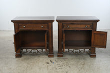 Load image into Gallery viewer, Pair of Collezione Europa Mediterranean Style Wood Nightstands with Cabinet Storage
