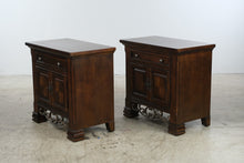 Load image into Gallery viewer, Pair of Collezione Europa Mediterranean Style Wood Nightstands with Cabinet Storage
