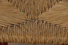 Load image into Gallery viewer, Pair Mexican Folk Art Red Ladderback Chairs with Handwoven Rush Seats
