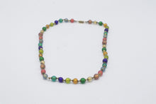 Load image into Gallery viewer, Multicolor Frosted Glass Bead Necklace Rainbow Gold Tone Magnetic Clasp
