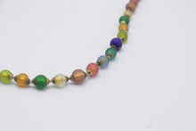 Load image into Gallery viewer, Multicolor Frosted Glass Bead Necklace Rainbow Gold Tone Magnetic Clasp
