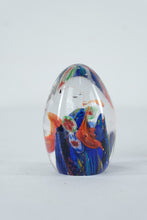 Load image into Gallery viewer, Art Glass Paperweight Egg Form Millefiori Floral Studio Glass
