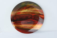 Load image into Gallery viewer, Signed Art Glass Wall Plate Abstract Red Amber Swirl Decorative Charger 13 Inch
