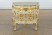 Load image into Gallery viewer, Italian Gold-Decorated Three-Drawer Carved Commode with Crackle Finish
