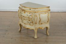 Load image into Gallery viewer, Italian Gold-Decorated Three-Drawer Carved Commode with Crackle Finish
