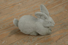 Load image into Gallery viewer, Concrete Bunny Garden Statue – 11” Tall Rustic Outdoor Rabbit Figurine
