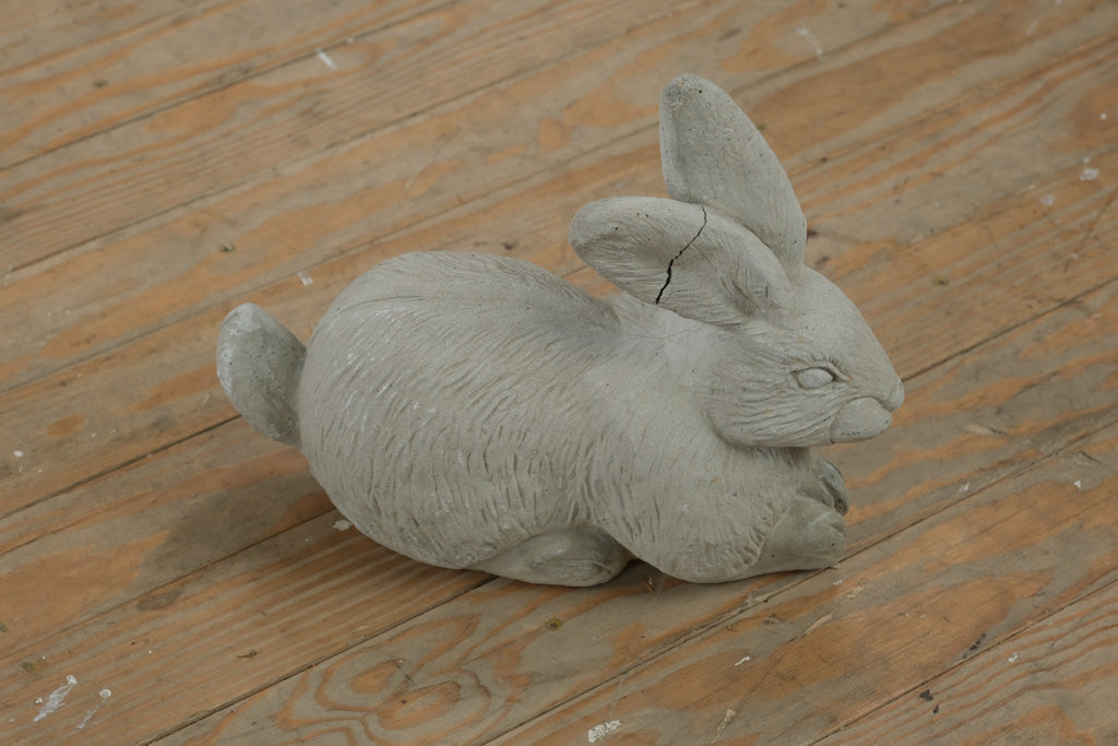 Concrete Bunny Garden Statue – 11” Tall Rustic Outdoor Rabbit Figurine
