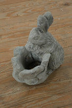 Load image into Gallery viewer, Rustic Concrete Bunny Garden Planter – 17” Tall Whimsical Outdoor Sculpture
