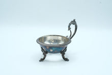 Load image into Gallery viewer, Antique Silver Plate Footed Master Salt Cellar Ornate Handle Victorian Style
