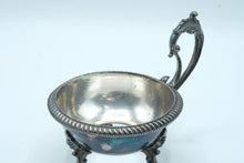 Load image into Gallery viewer, Antique Silver Plate Footed Master Salt Cellar Ornate Handle Victorian Style

