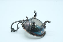 Load image into Gallery viewer, Antique Silver Plate Footed Master Salt Cellar Ornate Handle Victorian Style
