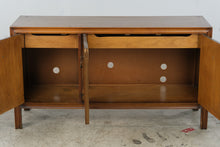 Load image into Gallery viewer, Vintage Three-Door Wood Console Cabinet with Drawers and Ring Pulls
