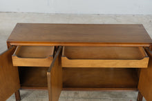 Load image into Gallery viewer, Vintage Three-Door Wood Console Cabinet with Drawers and Ring Pulls
