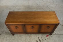 Load image into Gallery viewer, Vintage Three-Door Wood Console Cabinet with Drawers and Ring Pulls

