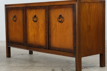 Load image into Gallery viewer, Vintage Three-Door Wood Console Cabinet with Drawers and Ring Pulls

