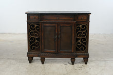 Load image into Gallery viewer, Traditional Wood Console Cabinet with Iron Scrollwork and Storage
