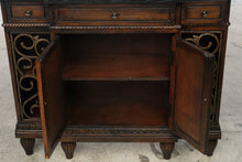 Load image into Gallery viewer, Traditional Wood Console Cabinet with Iron Scrollwork and Storage
