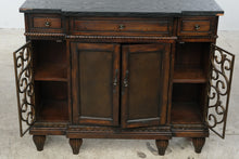 Load image into Gallery viewer, Traditional Wood Console Cabinet with Iron Scrollwork and Storage
