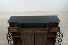 Load image into Gallery viewer, Traditional Wood Console Cabinet with Iron Scrollwork and Storage
