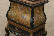 Load image into Gallery viewer, Asian Toleware Hand-Painted Lacquer Wood &amp; Tin Storage Box Cabinet
