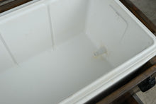 Load image into Gallery viewer, Rustic Wood Standing Cooler with Igloo Insert and Bottle Opener
