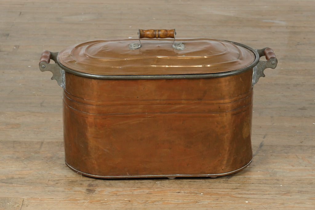 Large Antique Copper Boiler with Lid