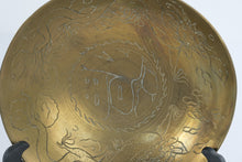Load image into Gallery viewer, Antique Chinese Brass Dragon Bowl Hand Engraved China 10 Inch
