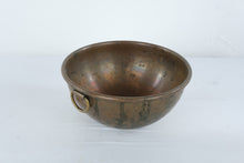 Load image into Gallery viewer, Antique Copper Mixing Bowl Brass Ring Handles 8 Inch Primitive Kitchen
